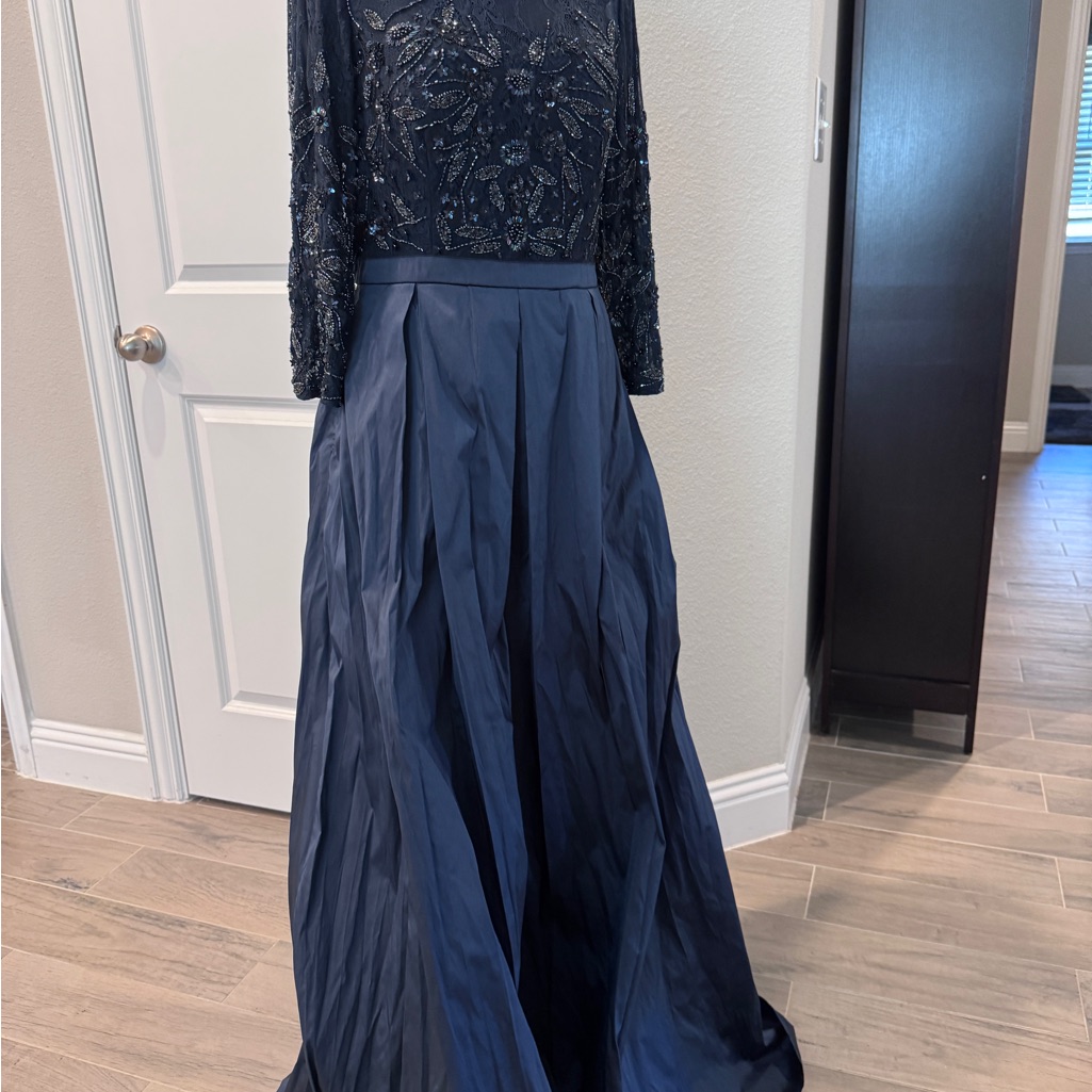 Oleg Cassini Navy Long Sleeve Dress